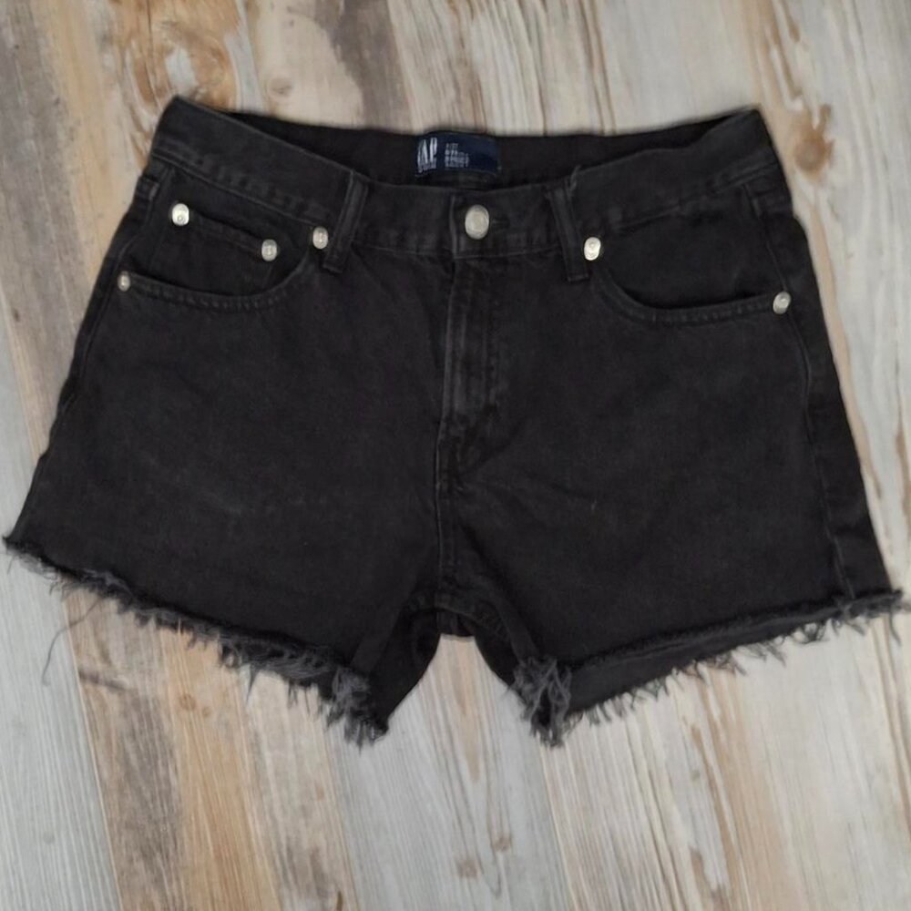 Women's Gap Denim Stride Short Black Demin Cut Offs Size 4/27